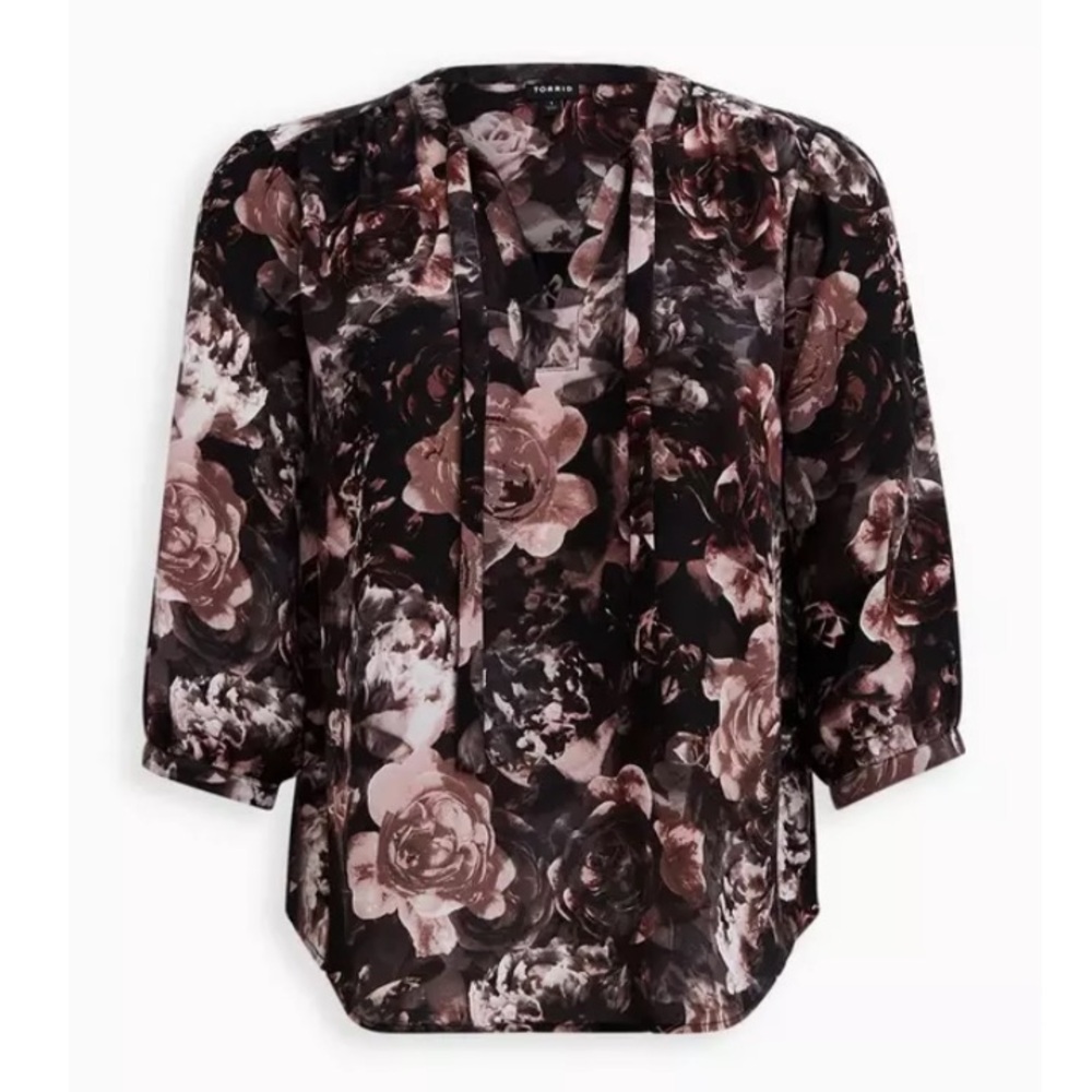 TORRID NWT Georgette Floral Bow Tie Blouse 0693